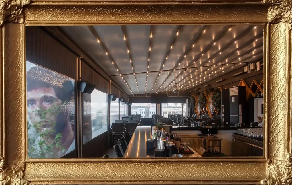 Elegant rooftop bar setup at Memories Rooftop